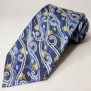 Robert Talbott Seven Fold Art Deco Blue Crazy New